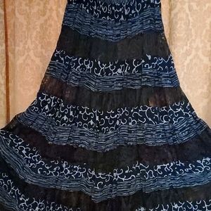 Long blue/black/lace skirt